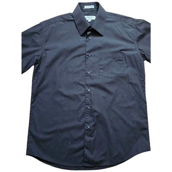 Geoberti Classic Fit Black Short Sleeve Button Down Shirt Size SMALL - Picture 2 of 4